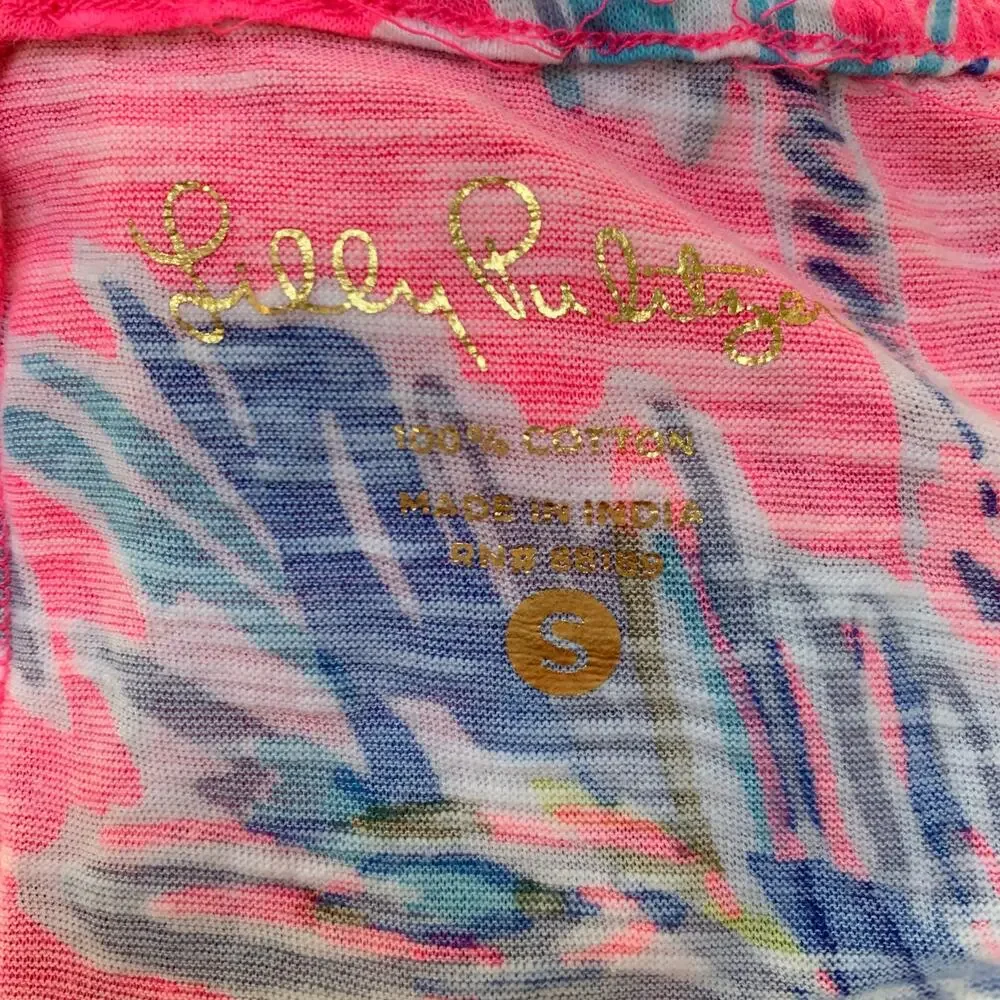 Lilly Pulitzer Alia Beach Cover-up Dress in Flamingo Pink Nice Stems Size Small - Picture 10 of 11